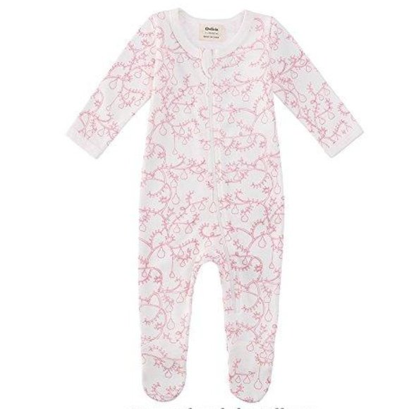 Owlivia Other - Owlivia Girl Pink Pear Footie Onesie Bundle of 2
